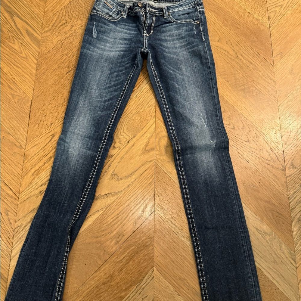 Express rerock Women's Dark Blue Skinny Jeans distressed fall football school 6
